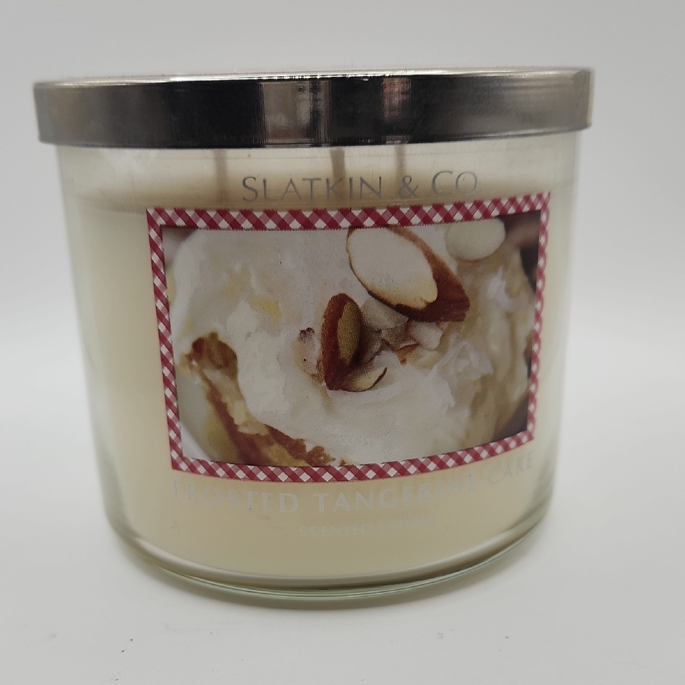 RARE Bath & Body Works Slatkin Frosted Tangerine Cake 3-Wick Candle HTF Limited